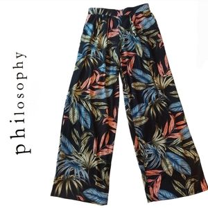 Philosophy Tropical Wide-Leg Palazzo Pants - Small - Black Pink Green Blue -NWOT